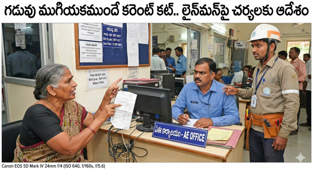 గడువు ముగియకముందే కరెంట్ కట్.. లైన్‌మన్‌పై చర్యలకు ఆదేశం